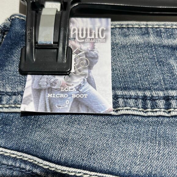 Hydraulic Women's Blue Lola Micro Boot Embroidered Distressed Jeans Size 0 NWT - Picture 9 of 13